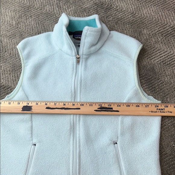 Patagonia Light Blue Fleece Vest Womens Medium Zip Pockets - Picture 10 of 11